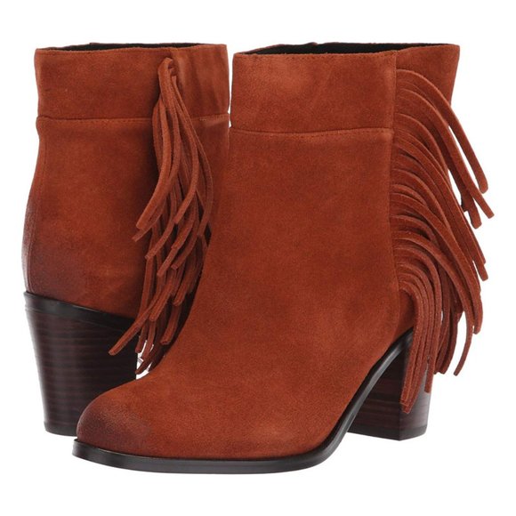 NEW Kenneth Cole New York Alana Women’s Ankle Booties Fringe Suede Leather - Picture 2 of 12